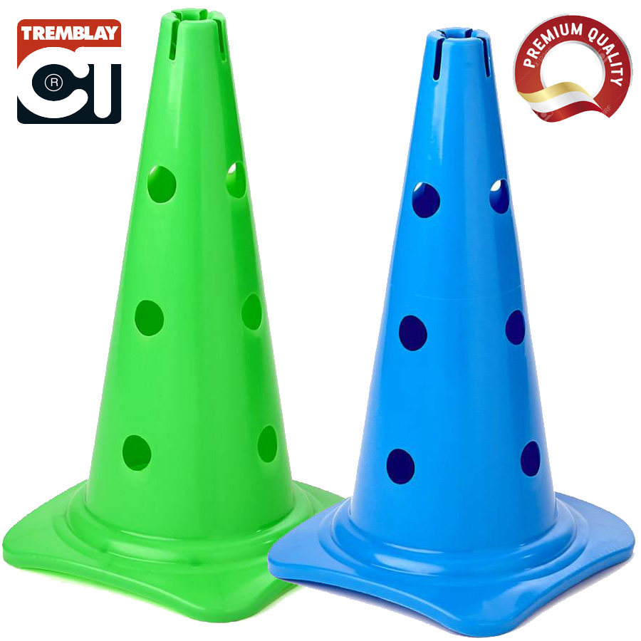 PVC TREMBLAY cone 40cm with 12 + 1 holes & crown sockets Blue / Green